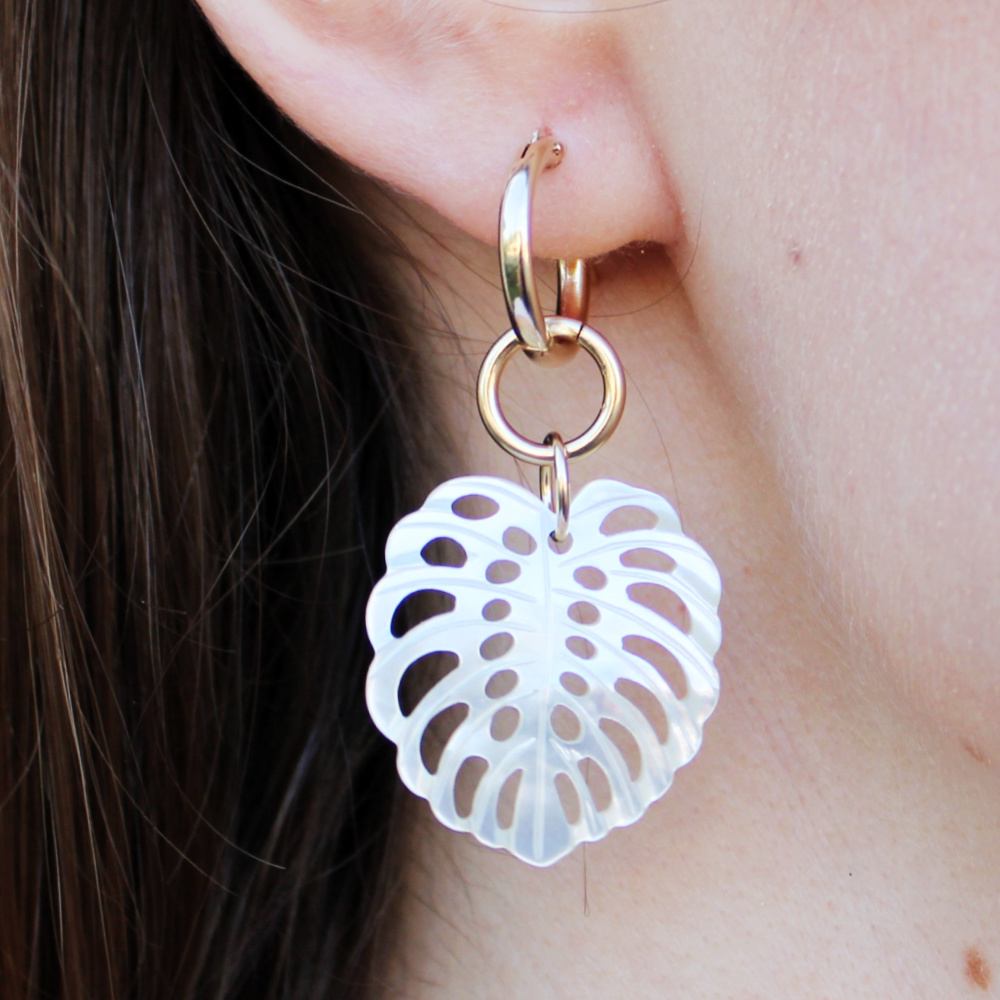 Gold Filled Monstera Hoop Earrings