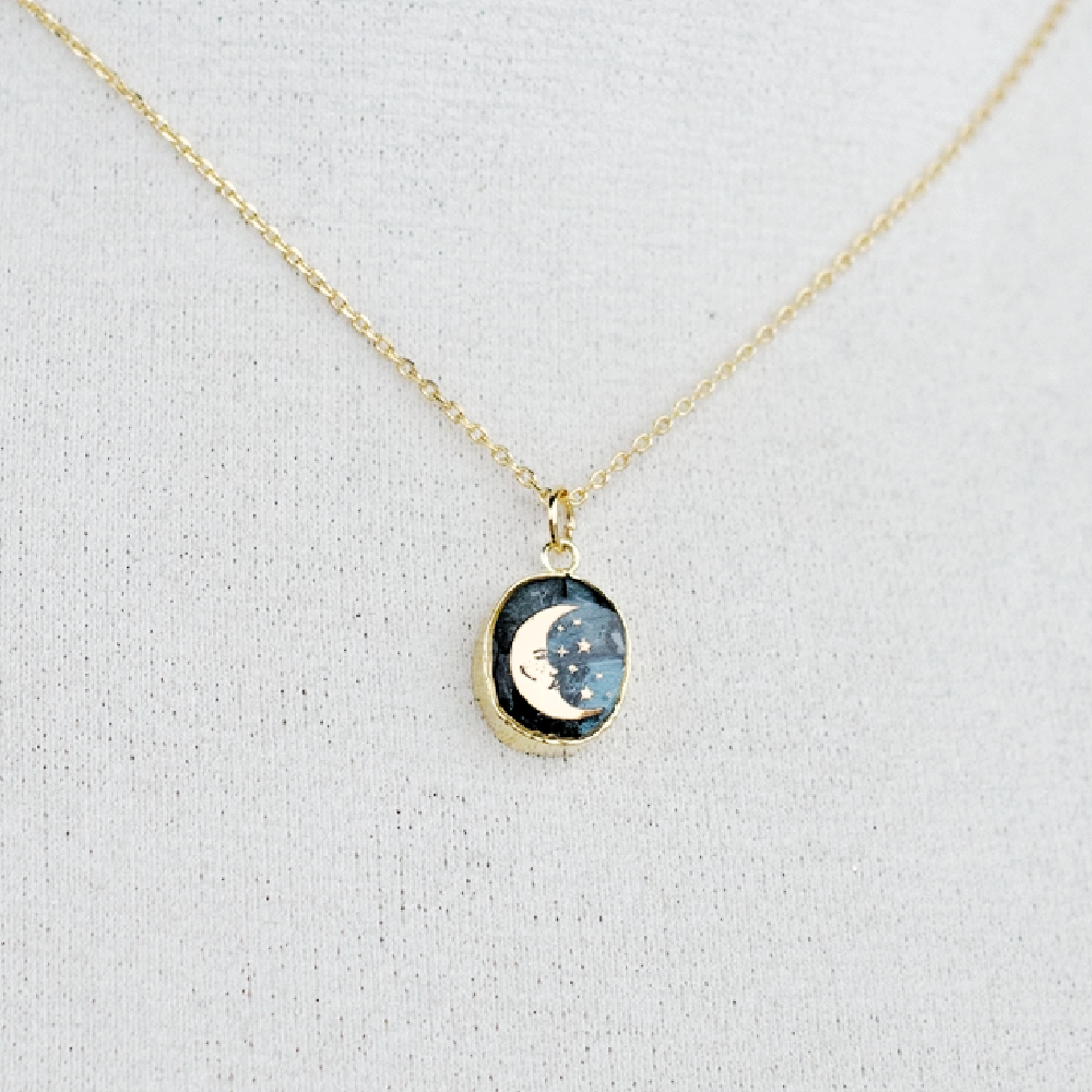 Jill Makes Kyanite Moon and Stars Necklace 