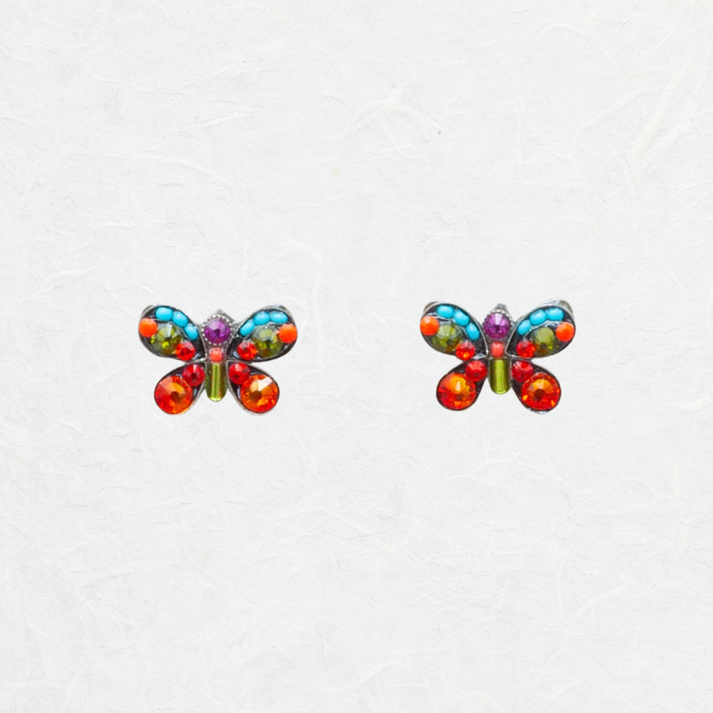 Firefly-Butterfly-Orange-and-Aqua-Post-Earring
