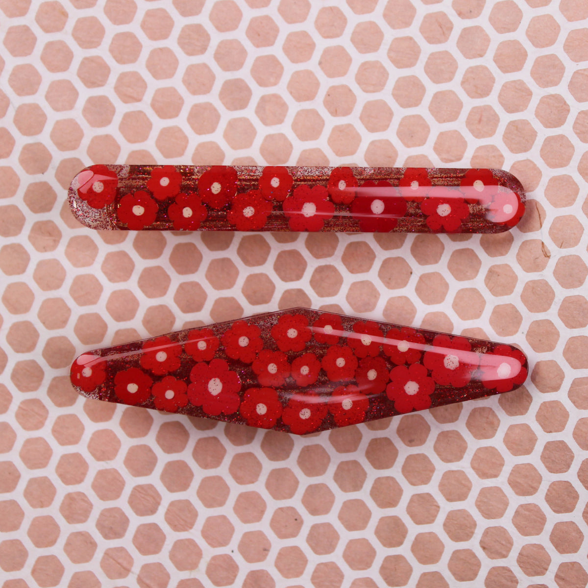 Red Flower Keiko Coco Clip Set Coco and Duckie