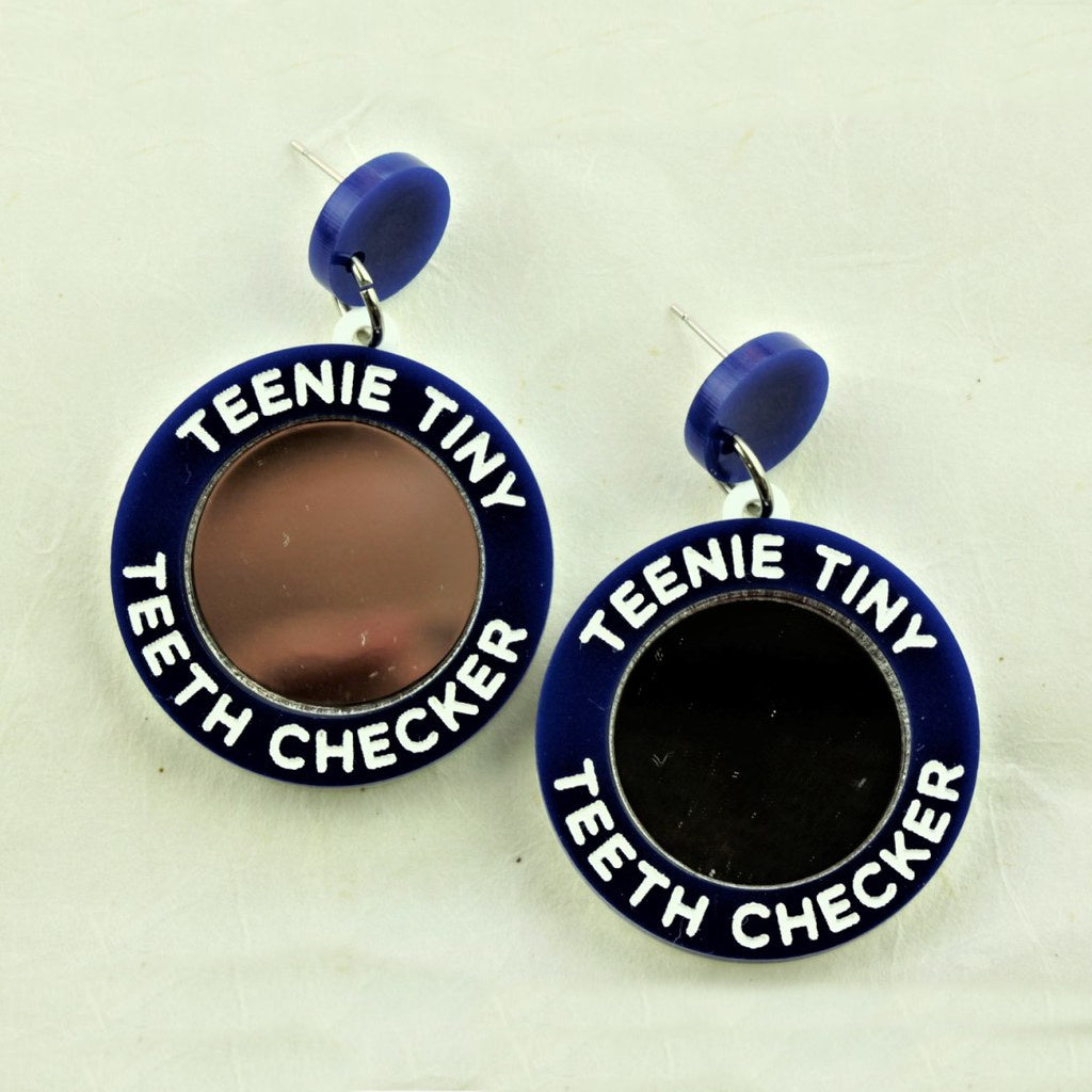 Tiny Teeth Checker Blue Earrings - Things By Bean - Coco and Duckie 