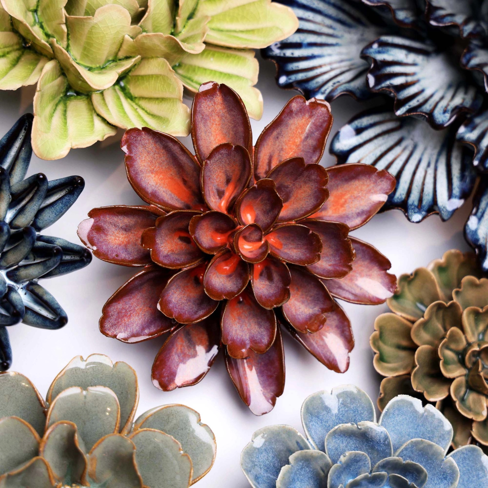chive ceramic succulents Hand Made Ceramic Medium Pink Flower – Coco and Duckie