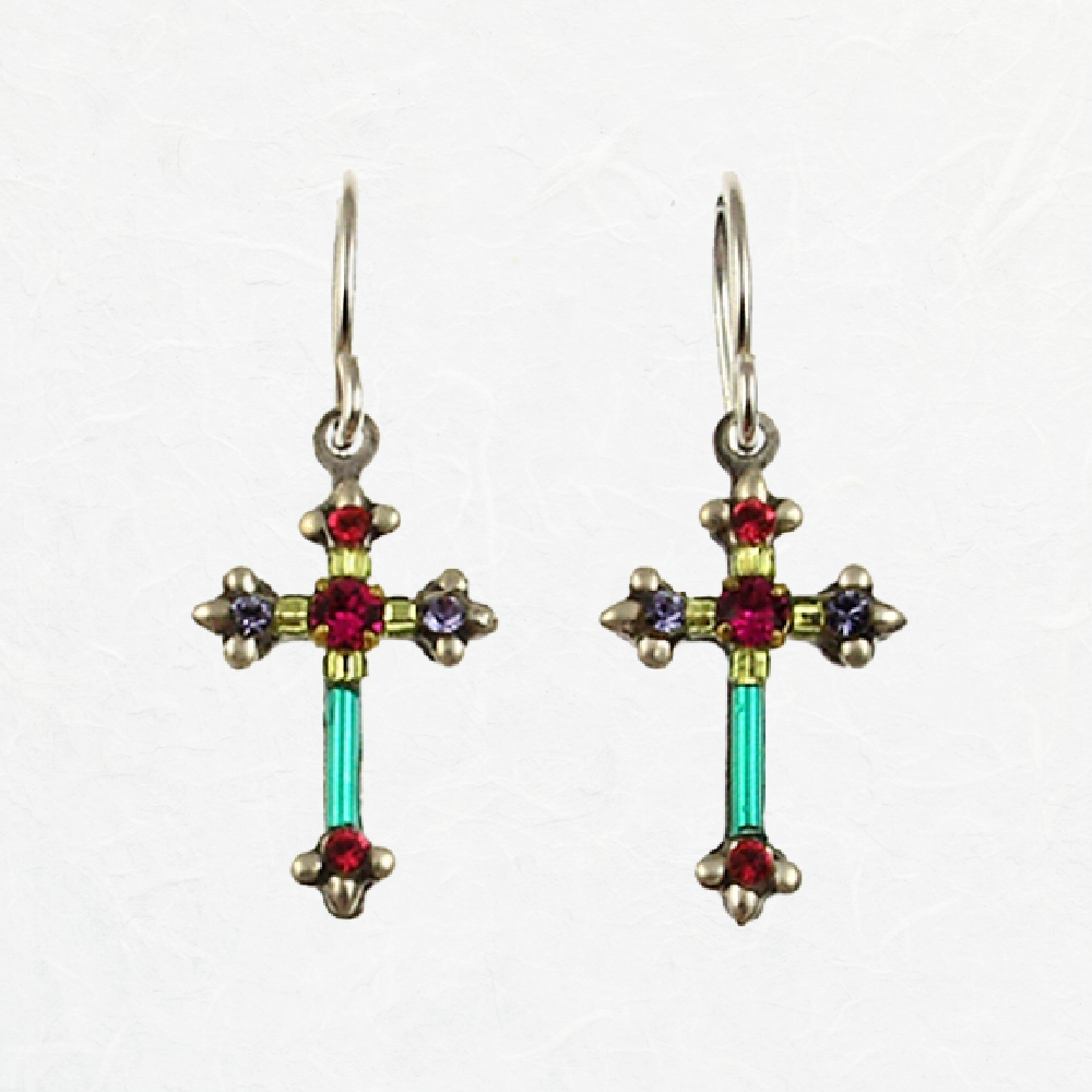 Firefly-Multicolor-Dainty-Cross-Earrings