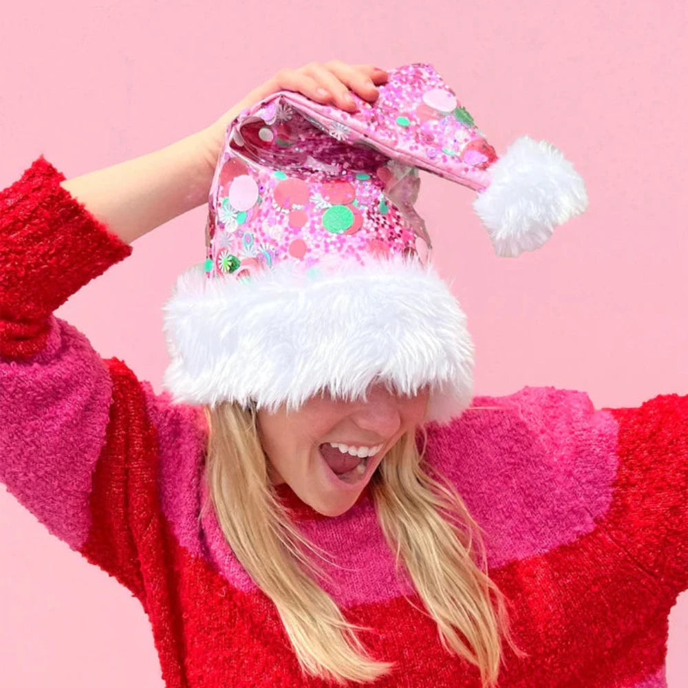 holiday-spirit-pink-confetti-santa-hat