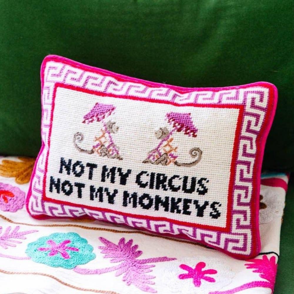 not-my-circus-needlepoint-pillow