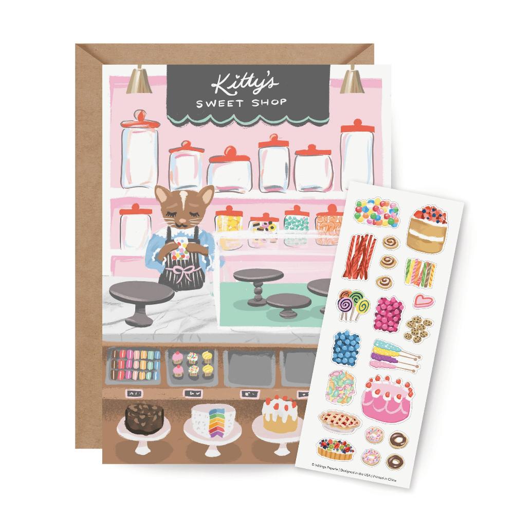 Sweet Shop Sticker Scene Card – Coco and Duckie