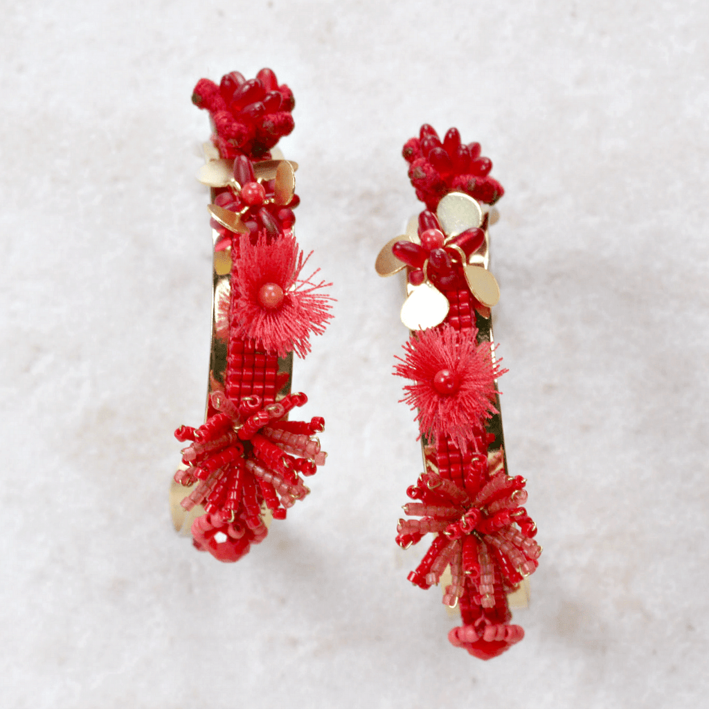Red Morobia Earrings - Mishky - Coco and Duckie 
