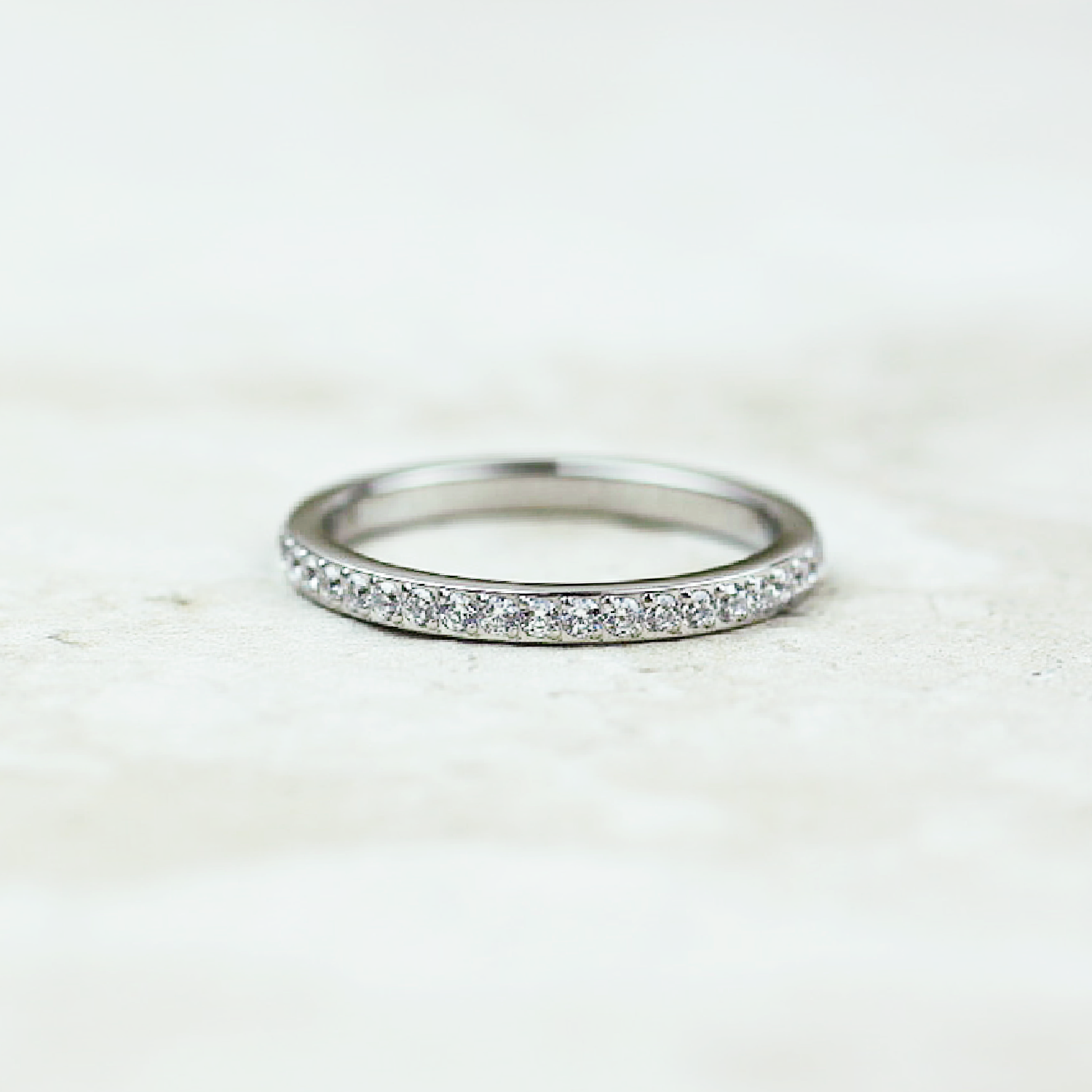 Silver Qudo Crystal Eternity Ring Coco and Duckie