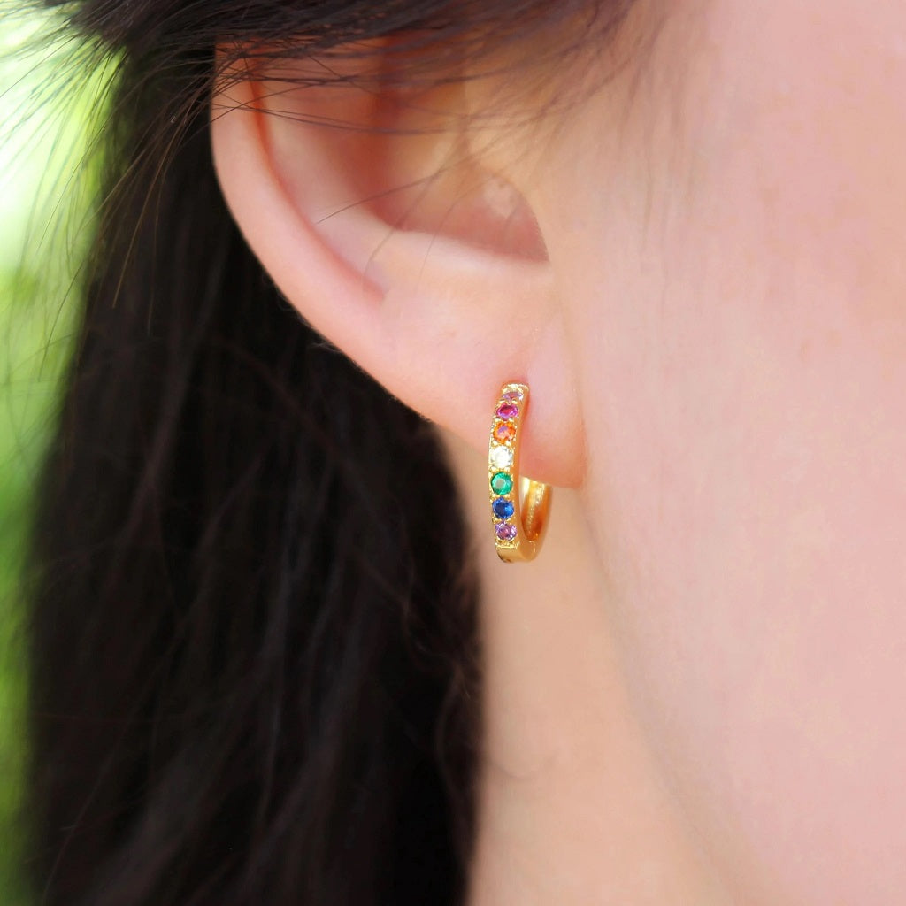 Gold Rainbow Huggie Earrings - Nikki Smith - Coco and Duckie 