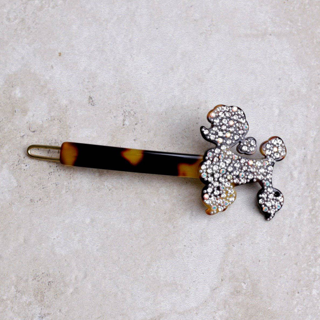 Tortoise Shell French Poodle Barrette - French Hair Clips - Coco and Duckie 
