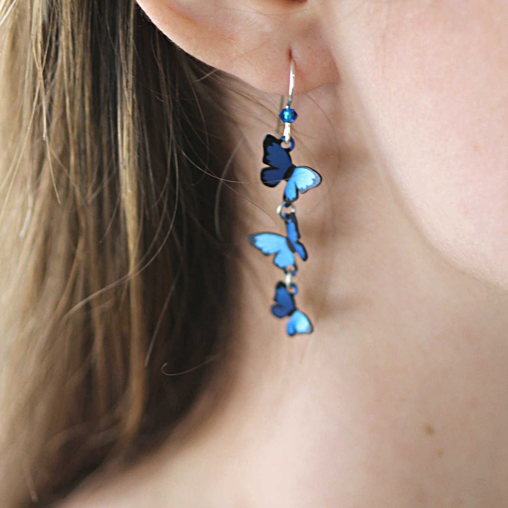 Blue Morpho Kaleidoscope Butterfly Earrings - Coco and Duckie 