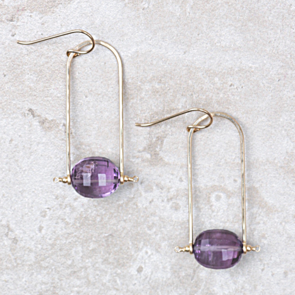 Amethyst Trapeze Earrings - Coco and Duckie 