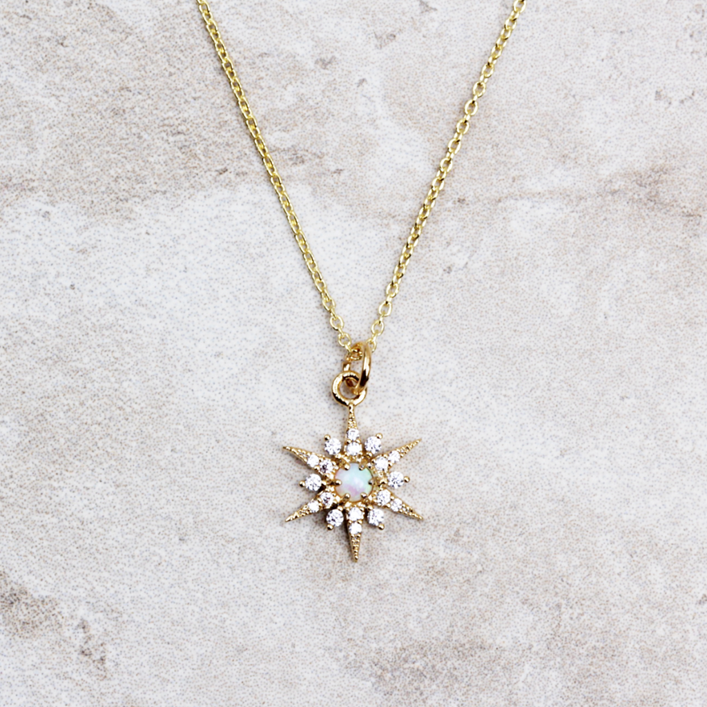 Starburst Opal Necklace | Gold - Coco and Duckie 
