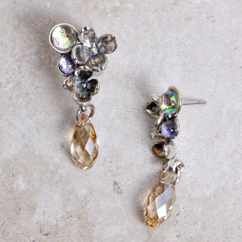 Asymmetrical Flower Earrings | Crystal - Trollbeads - Coco and Duckie 