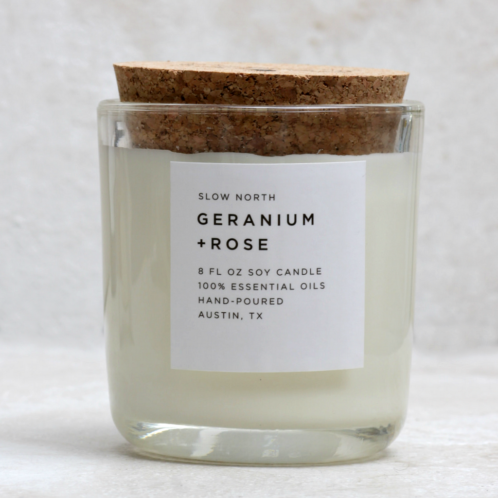 Geranium + Rose Candle Slow North Coco and Duckie 