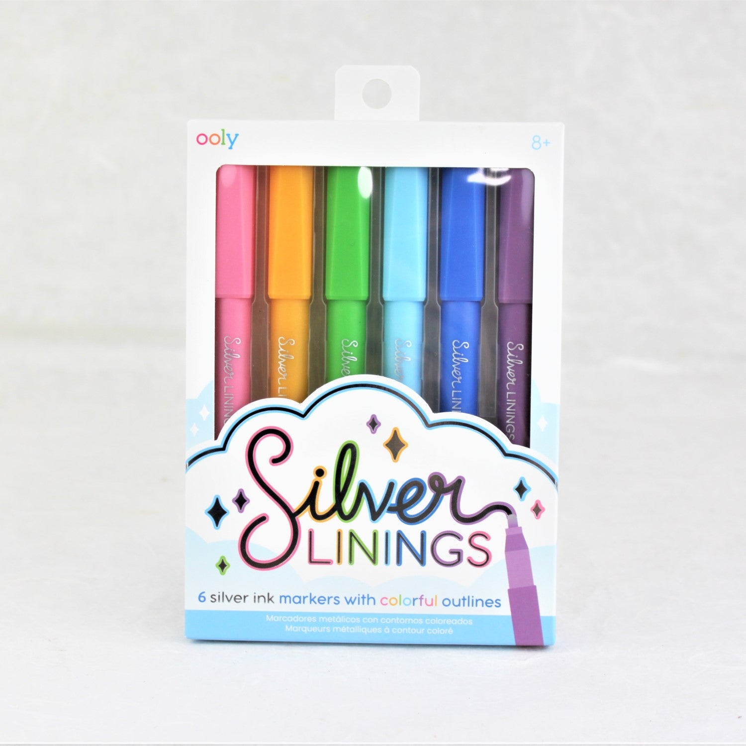 OOLY Set of 6 Silver Linings Outline Markers | MindWare